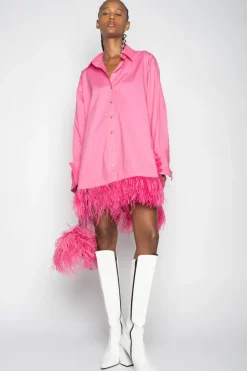Best Marques ' Almeida PINK FEATHER SHIRT DRESS BRIGHTPINK