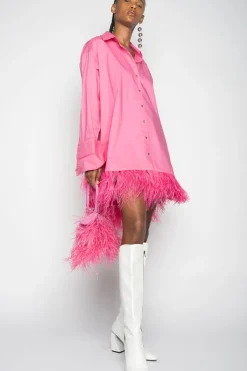 Best Marques ' Almeida PINK FEATHER SHIRT DRESS BRIGHTPINK