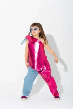 New Marques ' Almeida PINK FOIL BAGGY TROUSERS MULTICOLOUR