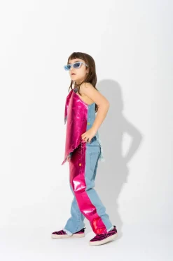 New Marques ' Almeida PINK FOIL BAGGY TROUSERS MULTICOLOUR