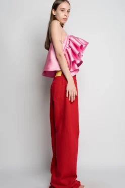 Online Marques ' Almeida PINK FRONT FRILL TOP LIGHTPINK
