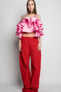 Online Marques ' Almeida PINK FRONT FRILL TOP LIGHTPINK