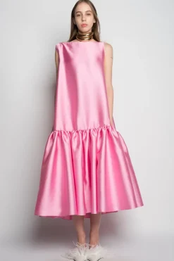 Discount Marques ' Almeida PINK MIDI SLEEVELESS PUFF HEM DRESS LIGHTPINK