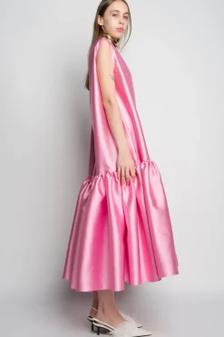 Discount Marques ' Almeida PINK MIDI SLEEVELESS PUFF HEM DRESS LIGHTPINK