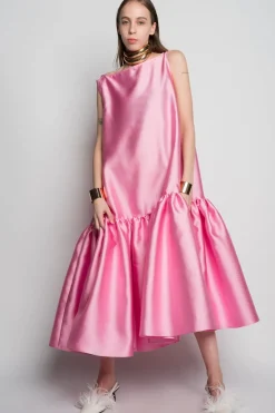 Discount Marques ' Almeida PINK MIDI SLEEVELESS PUFF HEM DRESS LIGHTPINK