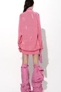Hot Marques ' Almeida OVERSIZED CARDIGAN WITH FEATHERS PULLS PINK