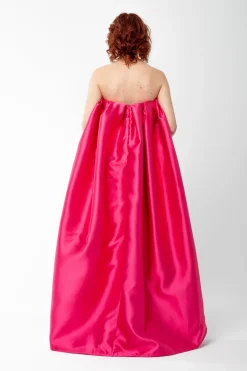 Hot Marques ' Almeida PINK PLEATED STRAPLESS TOP WITH LONG BACK BRIGHTPINK