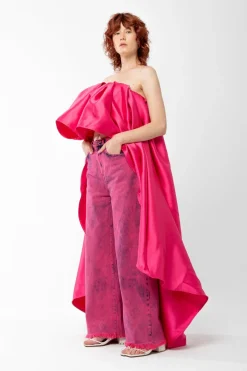 Hot Marques ' Almeida PINK PLEATED STRAPLESS TOP WITH LONG BACK BRIGHTPINK