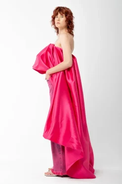 Hot Marques ' Almeida PINK PLEATED STRAPLESS TOP WITH LONG BACK BRIGHTPINK