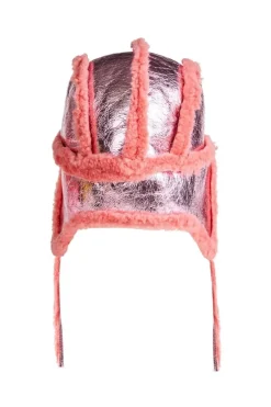 New Marques ' Almeida SHINY LEATHER EAR COVER HAT PINK