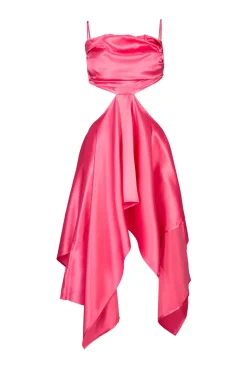 Marques ' Almeida PINK SILK CUT OUT DRESS WITH OPEN BACK BRIGHTPINK