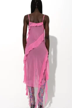 Sale Marques ' Almeida SILK STRAP DRESS WITH FRONT LACE UP PINK