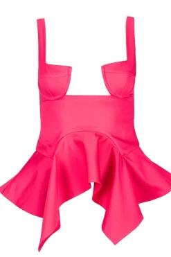 Outlet Marques ' Almeida PINK STRAP CORSET WITH WAIST FLOUNCE BRIGHTPINK