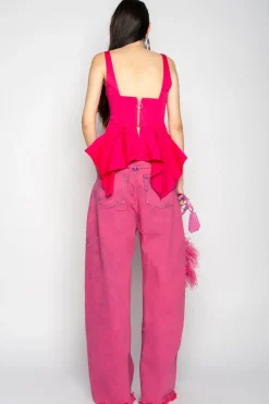Outlet Marques ' Almeida PINK STRAP CORSET WITH WAIST FLOUNCE BRIGHTPINK