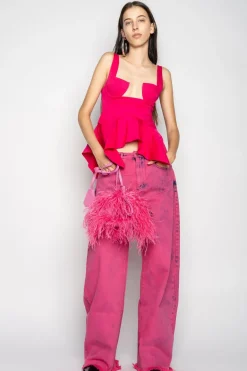 Outlet Marques ' Almeida PINK STRAP CORSET WITH WAIST FLOUNCE BRIGHTPINK