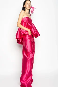 Discount Marques ' Almeida PINK STRAPLESS PEPLUM TOP BRIGHTPINK