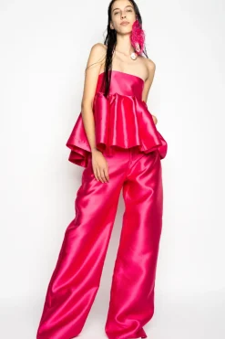 Discount Marques ' Almeida PINK STRAPLESS PEPLUM TOP BRIGHTPINK