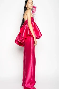 Discount Marques ' Almeida PINK STRAPLESS PEPLUM TOP BRIGHTPINK