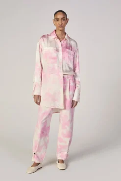 Sale Marques ' Almeida PINK TIE-DYE CUFFED TROUSERS LIGHTPINK