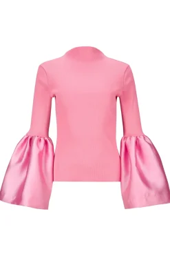 New Marques ' Almeida TURTLENECK PUFF SLEEVE TOP PINK