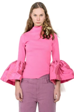 Outlet Marques ' Almeida TURTLENECK PUFF SLEEVE TOP PINK
