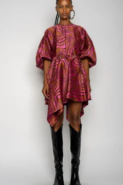 Best Marques ' Almeida ZEBRA BROCADE BALLOON SLEEVE DRESS PINK