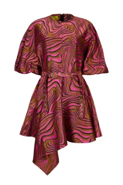 Best Marques ' Almeida ZEBRA BROCADE BALLOON SLEEVE DRESS PINK