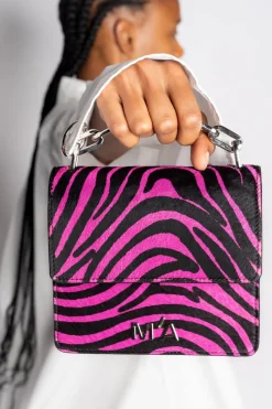 New Marques ' Almeida PINK ZEBRA PRINT MINI CHAIN M'A BAG