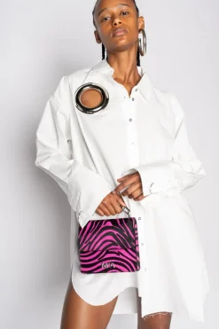 New Marques ' Almeida PINK ZEBRA PRINT MINI CHAIN M'A BAG