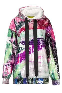 Marques ' Almeida PRINTED SEQUIN HOODIE MULTICOLOUR