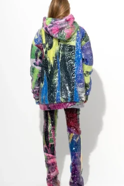 Marques ' Almeida PRINTED SEQUIN HOODIE MULTICOLOUR