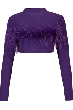 New Marques ' Almeida CROPPED FEATHER TOP PURPLE
