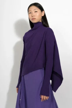 New Marques ' Almeida DRAPED JUMPER IN MERINO KNIT PURPLE
