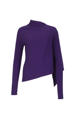 New Marques ' Almeida DRAPED JUMPER IN MERINO KNIT PURPLE