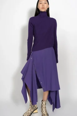 New Marques ' Almeida DRAPED JUMPER IN MERINO KNIT PURPLE
