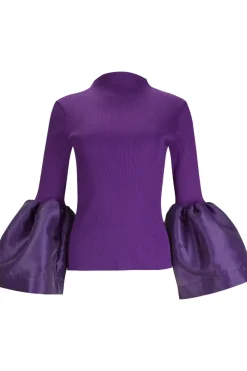 New Marques ' Almeida TURTLENECK PUFF SLEEVE TOP PURPLE