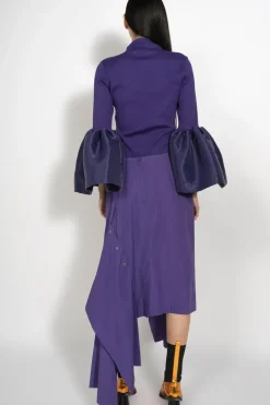 New Marques ' Almeida TURTLENECK PUFF SLEEVE TOP PURPLE