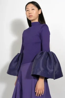 New Marques ' Almeida TURTLENECK PUFF SLEEVE TOP PURPLE