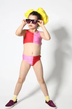 New Marques ' Almeida RED AND PINK SWIMWEAR BIKINI SET MULTICOLOUR