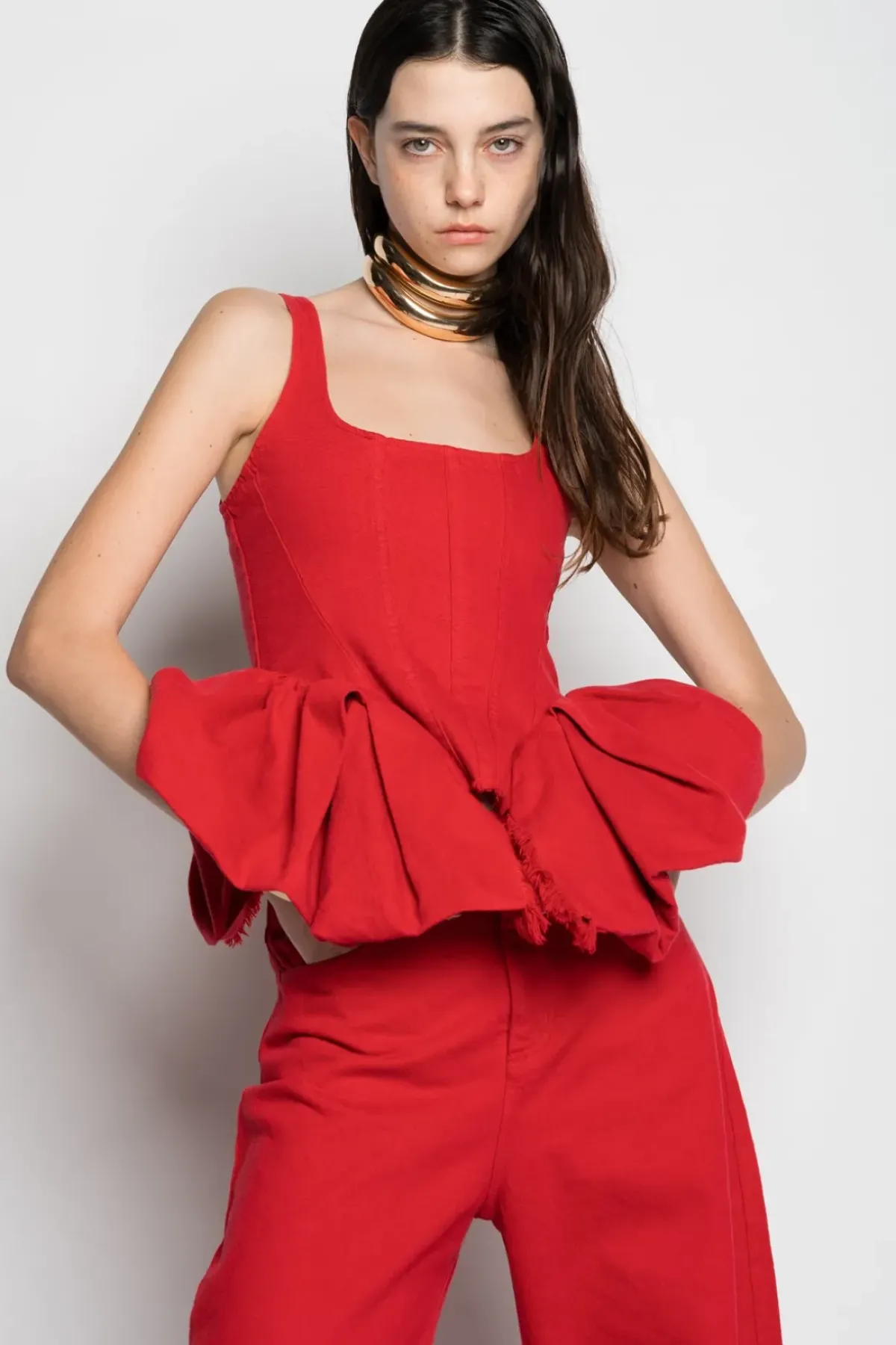 Hot Marques ' Almeida CORSET WITH PLEATED HIP PANELS RED