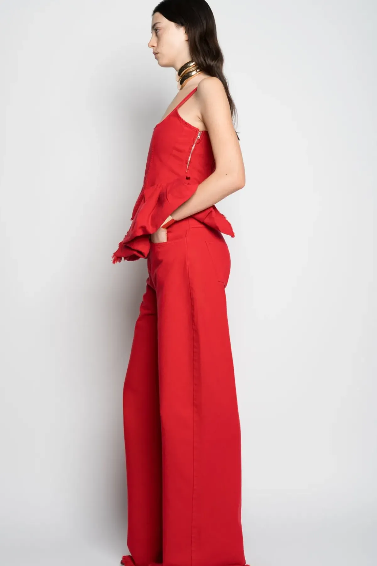 Hot Marques ' Almeida CORSET WITH PLEATED HIP PANELS RED