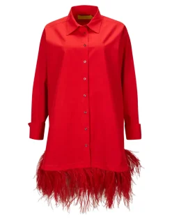 Best Marques ' Almeida FEATHER HEM SHIRT DRESS RED