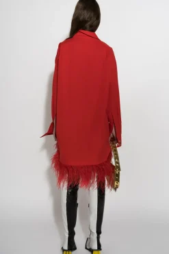 Best Marques ' Almeida FEATHER HEM SHIRT DRESS RED