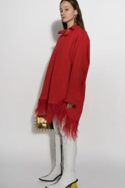 Best Marques ' Almeida FEATHER HEM SHIRT DRESS RED