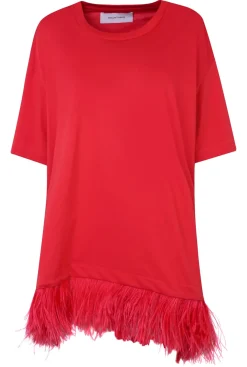 Clearance Marques ' Almeida FEATHER HEM T-SHIRT DRESS RED