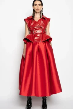 Hot Marques ' Almeida HIGH WAIST PLEATED FULL SKIRT RED