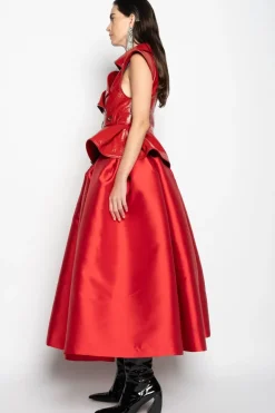 Hot Marques ' Almeida HIGH WAIST PLEATED FULL SKIRT RED