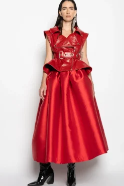 Hot Marques ' Almeida HIGH WAIST PLEATED FULL SKIRT RED