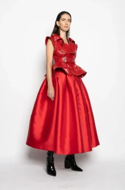 Hot Marques ' Almeida LEATHER BIKER VEST RED