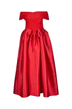 Outlet Marques ' Almeida OFF SHOULDER FULL SKIRT DRESS RED